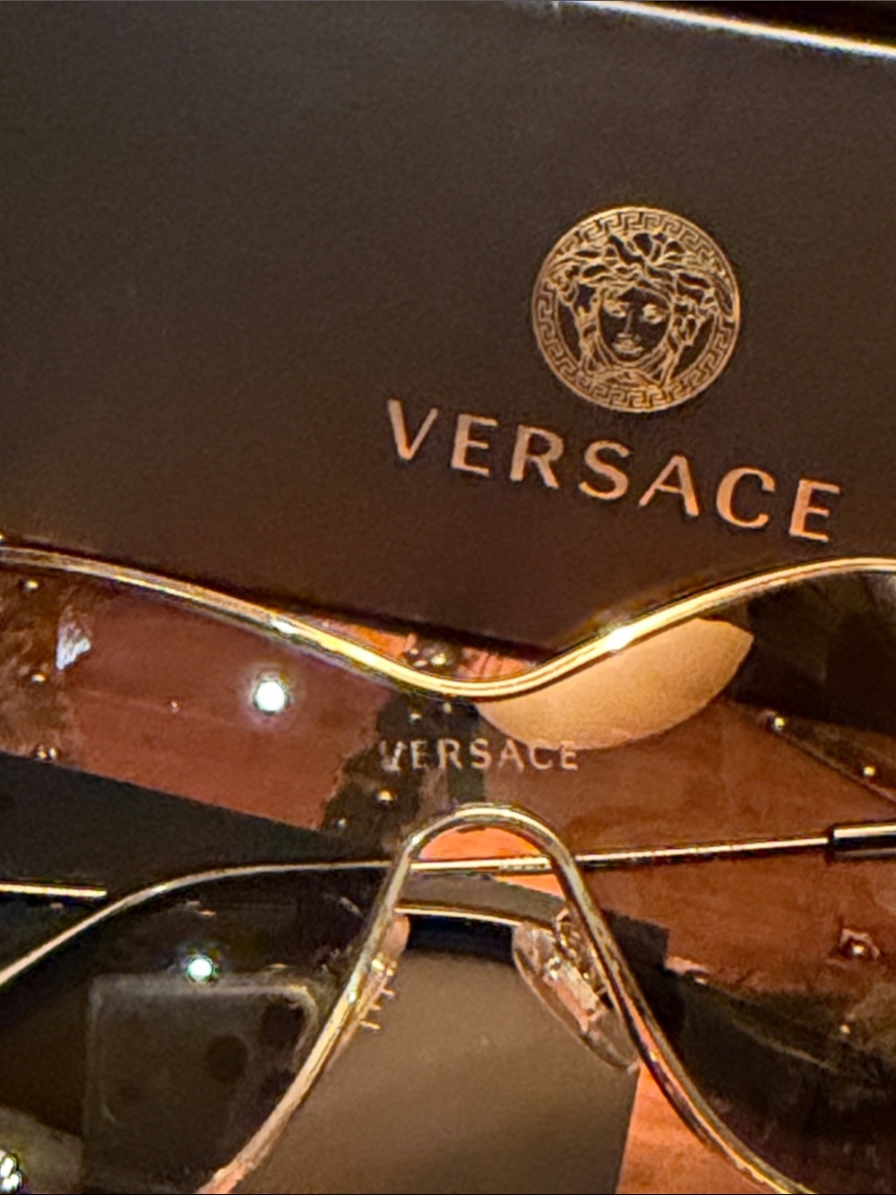 Versace Black Shield Sunglasses with Gold Trim ⭐️ GORGEOUS - Picture 10 of 13